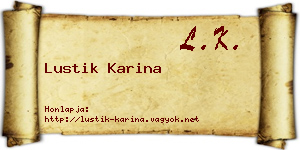 Lustik Karina névjegykártya